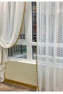 Bindi französischer Stil Retro Jacquard weißer Bildschirm Fenster Vorhang Bildschirm Vorhänge für Das Wohnzimmer Terrassenbalkon