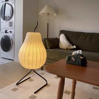 Wabi-Sabi Style Designer Poirier Lampadaire pour Chambre D'accueil Étude Salon Lampadaire En Soie