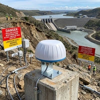 Détecteur de déplacement GNSS robuste Yunyi ZDHG-GP30 IP67 -40~85 1.7W faible consommation 4G/WiFi/LoRa 1-10Hz pour la surveillance à distance de la stabilité des pentes