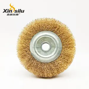 High Quality Flat-Shaped Crimped Brass Coated Wire Wheel Circular Brush For Rust Removal Polishing Wheels