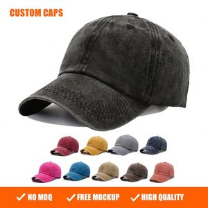หมวกแก๊ปทรงแด๊ดฮัท 6 แผง สีพื้น คุณภาพสูง ล้างสีแบบแอซิด สไตล์วินเทจ Y2K สำหรับผู้ชาย  รับสกรีนโลโก้ หมวกเบสบอลทรงไม่แข็ง - Product Image 1
