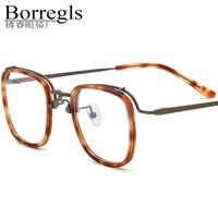 Gafas Borregls de Acetato y Titanio para Mujer, Diseño Cuadrado, Marca de Diseñador, Novedad 2025, Lentes Ópticas para Hombre, Modelo 185730