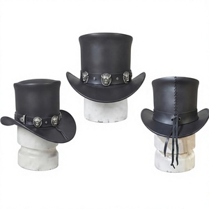 Leather Top <b>Hat</b> Unisex Adult Casual Nail Bead Embroidery <b>Band</b> Party Four Seasons - Product Image 1