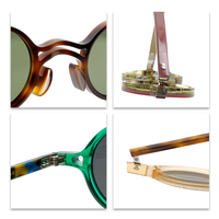 Lunettes de soleil Art rétro originales conçues à la main monture de lunettes ronde en acétate