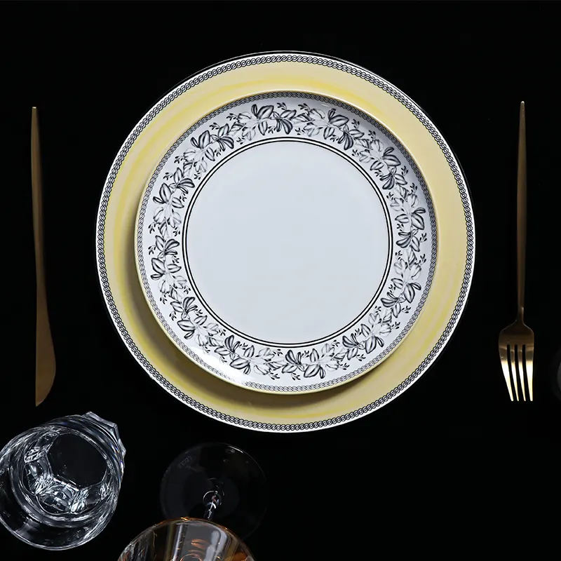 Ming Design Bone China Plate Set Dinnerware Dishes Plates Dinner Set Fine Bone Restaurant Luxury Dinnerware Set For Hotel