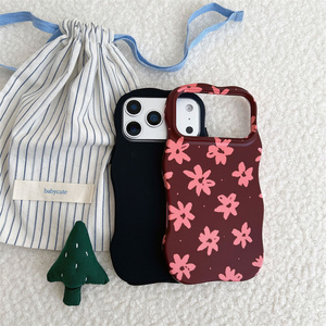เคสโทรศัพท์มือถือ IMD 2 in 1 ลายดอกไม้ระลอกคลื่น สำหรับ iPhone 17 16 15 14 Pro Max  แบบพิมพ์ลายลูกฟูกพร้อมกรอบซับลิเมชั่น - Product Image 4