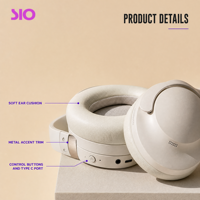 Casque audio supra-auriculaire filaire et sans fil IP65 étanche, 55H d'autonomie, réduction active du bruit ANC -43dB, transducteur en titane 40mm, HIFI, AUX