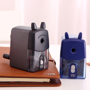 Deli Pencil Sharpener 0635 Manual Hand Crank Office Student Use Plastic Model Geometric Black - Product Image 2