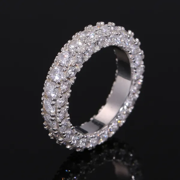O melhor venda clássico design moissanite eternidade anel de prata jóias