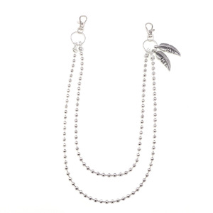 Cadena de cintura de doble capa con cuentas y colgante de pluma con cara de fantasma, accesorio de moda hip hop punk para uso diario. - Product Image 4
