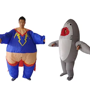 Toptan cosplay parti şişme superman kostüm komik şişme sumo kostüm köpekbalığı şişme kostüm yetişkin için