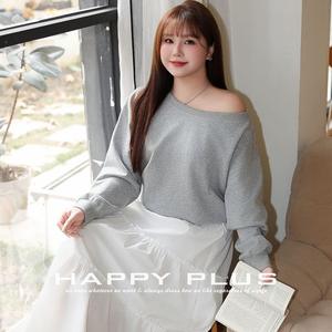 Happy Plus Women's Off Shoulder <b>Long</b> <b>Sleeve</b> Sweatshirt Plus Size Solid Color Cotton Knitted Casual Spring <b>Top</b> - Product Image 5