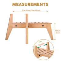 Support de gamelle pour chien en bambou pliable, durable, écologique, à largeur réglable, couleur naturelle, design contemporain, très vendu et de haute qualité