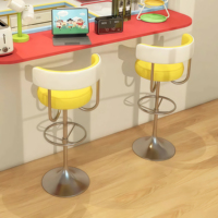 Tabourets de bar modernes en acier inoxydable avec coussins en cuir hauteur réglable pour les salles à manger familiales meubles de salon