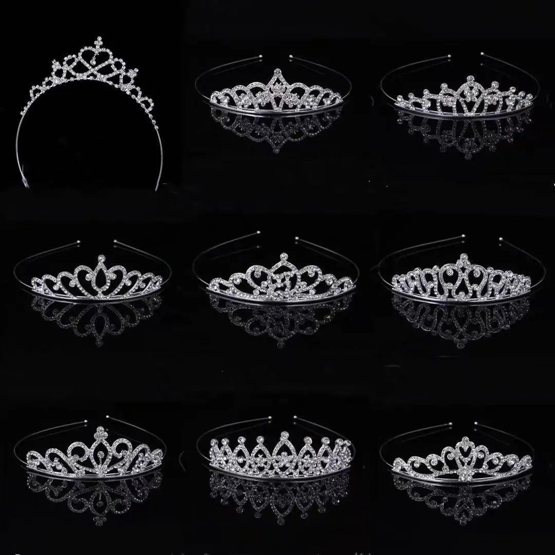 Korean style diamond children's crown hair headband jewelry Princess birthday tiara for women show headring