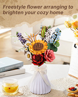 Kit de bouquet de fleurs en bois à faire soi-même, 395 pièces, ensemble de fleurs 3D en puzzle, tournesol, rose, lys, pour adultes et enfants de 8 ans et plus, cadeau DIY unique, décoration de la maison
