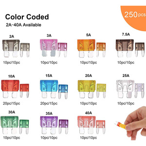 Bộ cầu chì ô tô loại dao 2A-40A [250 cái/hộp], gồm 130 cầu chì tiêu chuẩn & 120 cầu chì mini & 1 kẹp cầu chì - Product Image 2