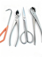 RUITEJIA Kit d'outils de bonsaï en acier inoxydable 4 pièces, argent métallisé, ciseaux à bout concave, outils professionnels