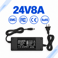 Adaptateur secteur de bureau 24V 8A 192W conforme RoHS, personnalisé ODM OEM, pour système de caméra CCTV et éclairage LED Par