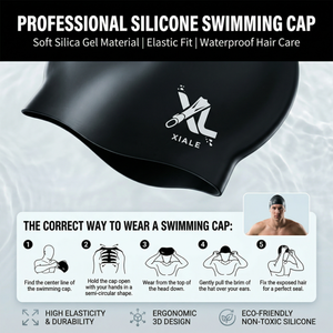 Bonnet de bain <span class=keywords><strong>en</strong></span> silicone sans couture à haute élasticité pour adultes, imperméable - Product Image 4