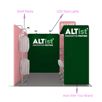 Stand en tissu tendu sans outil 10x10 en aluminium, conception de stand d'exposition modulaire portable pour vêtements