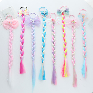 Tresses colorées Extensions <span class=keywords><strong>de</strong></span> cheveux avec des bandes <span class=keywords><strong>de</strong></span> caoutchouc Queues <span class=keywords><strong>de</strong></span> <span class=keywords><strong>cheval</strong></span> Arcs <span class=keywords><strong>de</strong></span> cheveux Glitter Tressé Postiches synthétiques pour enfants Filles - Product Image 1