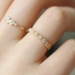 사용자 정의 소녀 여성 보석 웨딩 세트 반지 약혼 반지 중공 조각 레이스 반지