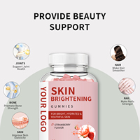 Gummies au collagène et glutathion pour éclaircir la peau, anti-âge et détoxifiantes, saveur fraise, pour adultes, sans OGM, sans gluten, faible teneur en sucre