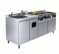 Barra de Bar Profesional de Acero Inoxidable con Doble Refrigeración, Estación de Trabajo Comercial para Bartender, Gabinete de Refrigeración Digital