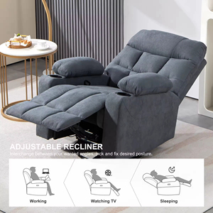 Poltrona Massaggiante Moderna per Adulti con 2 Portabicchieri, <span class=keywords><strong>Porta</strong></span> di Ricarica, Rivestimento in Tessuto Morbido, Telaio in Metallo, Cintura Girevole e <span class=keywords><strong>Telecomando</strong></span> - Product Image 1