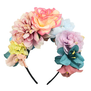 Serre-tête <span class=keywords><strong>couronne</strong></span> de fleurs artificielles multicolores, guirlande florale simulée pour fête, mascarade, photographie - Product Image 4