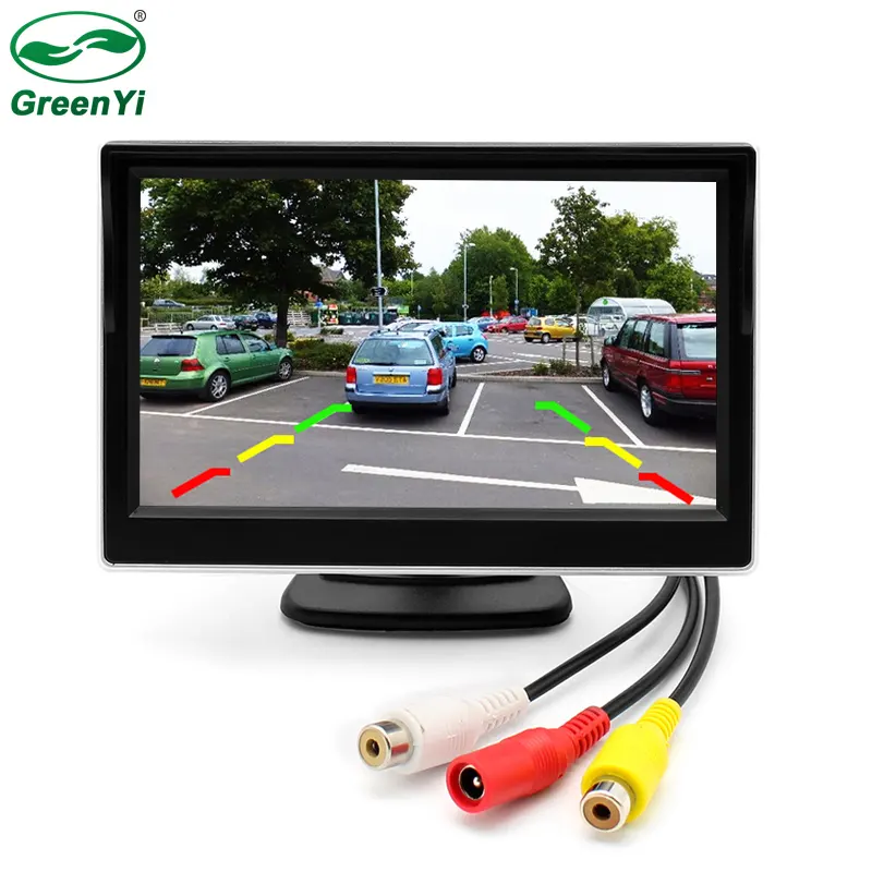 GreenYi 5 Inch Car TFT Color LCD Rear View Monitor Digital Screen Display Support VCD DVD GPS Camera with 2 Video Inputs