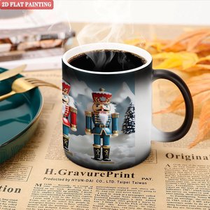 Frosted Black Ceramic Mug 11oz Heat Activated Color Changing Cup With <b>Nutcracker</b> Design - Product Image 5