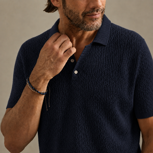 Polos de golf personnalisés en maille ajourée pour hommes, ivoire, style Old Money, manches courtes, marque privée, fabricant OEM ODM - Product Image 6