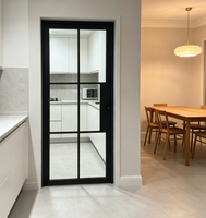 Porte en verre et acier moderne, cadre en métal noir, porte en verre trempé, fournisseur direct d'usine, vente chaude