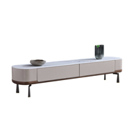 Meuble TV personnalisable directement de l'usine avec tiroir - Unité de rangement en bois premium de 210 cm (Blanc/Noir)