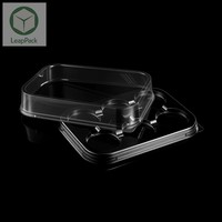 Boîtes rectangulaires en blister PET jetables avec gaufrage pour desserts, cupcakes, gâteaux, hamburgers, pain - Emballage pour l'industrie alimentaire