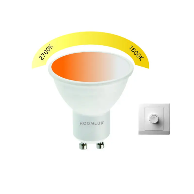CCT changeable dimmable led lighting scene switch to warm dim 6w GU10 led bulb