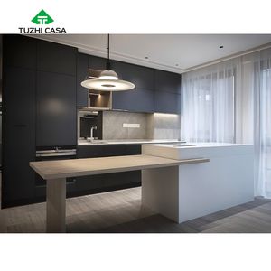 Îlot de cuisine TUZHI <span class=keywords><strong>CASA</strong></span> écologique, extensible, mobile, en <span class=keywords><strong>bois</strong></span>, marbre, fibre de verre, acier inoxydable, avec armoires, robinet - Product Image 5