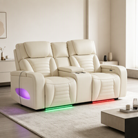 Canapé inclinable Frank confortable au design moderne avec console et haut-parleur Bluetooth pour home cinéma