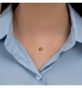 Grosir trendi senar pancing tak terlihat kalung perhiasan 925 perak murni kubik zirkon Moissanite liontin kalung untuk wanita - Product Image 6