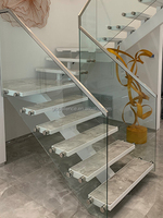 Reilbu Moderne Freischwebende Treppe aus Stahl mit Glasgeländer für Innen- und Außenbereich