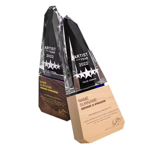 HBL بيع بالجملة الخشب الصلب فارغ مخصص ليزر 3D شعار خشبي جوائز الكأس الكريستال للهدايا - Product Image 6