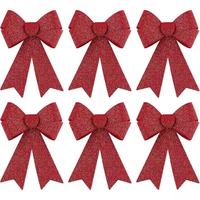 Grands nœuds de Noël rouges à paillettes pour la décoration de l'arbre de Noël, décoration intérieure, couronne, décoration murale, fête