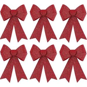 Grands nœuds <span class=keywords><strong>de</strong></span> Noël rouges à paillettes pour la décoration <span class=keywords><strong>de</strong></span> l'arbre <span class=keywords><strong>de</strong></span> Noël, décoration intérieure, couronne, décoration murale, fête - Product Image 1