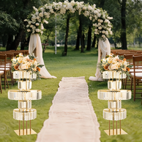 Décorations de centre de table de mariage, vases à fleurs hauts de qualité supérieure, support à fleurs en métal doré et cristal à 4/5 niveaux