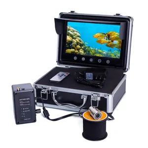 Buscador de peces con cable de 15m, pantalla LCD de 9 ", kit de sistema de cámara de pesca submarina impermeable HD 1000TVL con 12 luces LED blancas