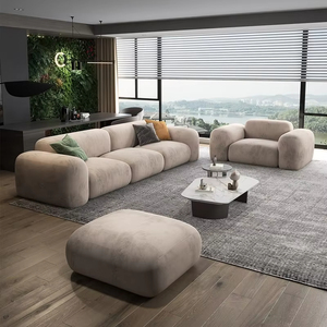 Canapé modulaire de luxe nordique 3 places en forme de L, mobilier de salon convertible en tissu velours - Product Image 4