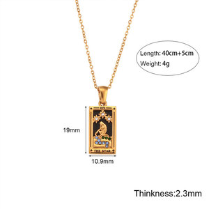 Collar de Acero Inoxidable 316L con Baño de Oro PVD de 14k/18k, Resistente al Agua y al Deslustre, con Dije de Carta del Tarot y Circonitas, para Mujer - Product Image 4