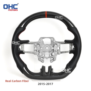 Volant à LED en fibre de carbone pour <span class=keywords><strong>Mustang</strong></span> <span class=keywords><strong>Gt</strong></span> Ecoboost <span class=keywords><strong>Gt</strong></span> Shelby Gt350 <span class=keywords><strong>2015</strong></span>-2017 2018-2023 Cuir perforé - Product Image 4